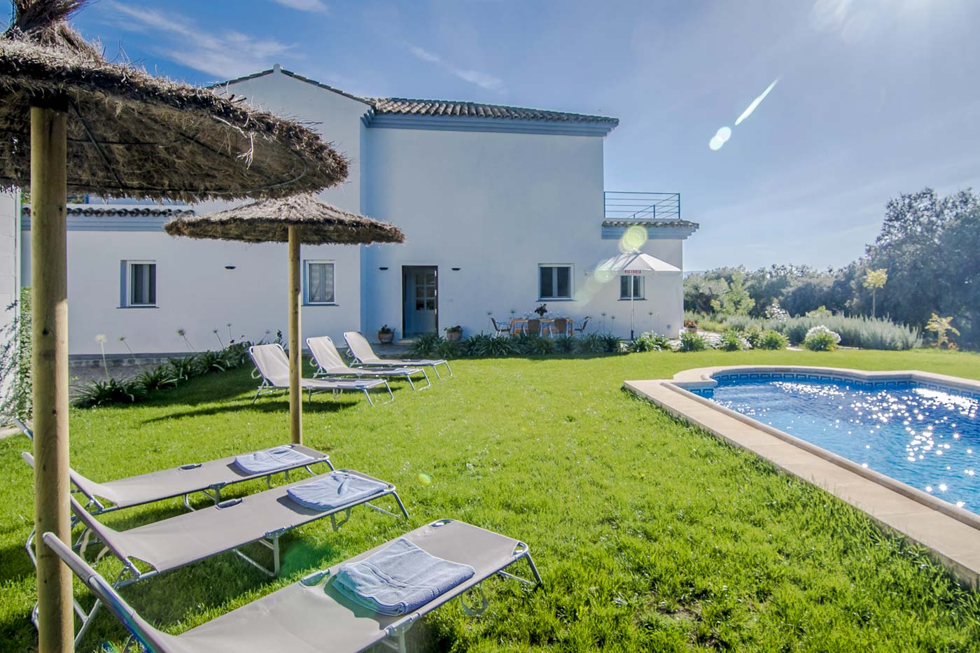Sunbathing by the pool